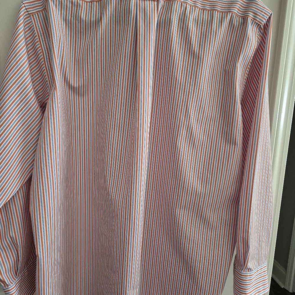 Men's long sleeve button down shirt. 17-33 Orange White Stripes - Picture 3 of 9